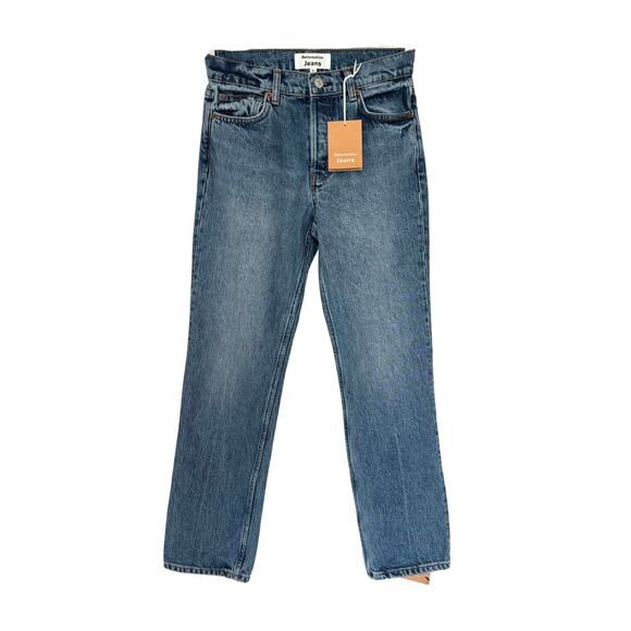Reformation Cynthia Mid Rise Straight Rigid Chesapeake Wash Jeans 25 NEW Denim - Picture 1 of 8